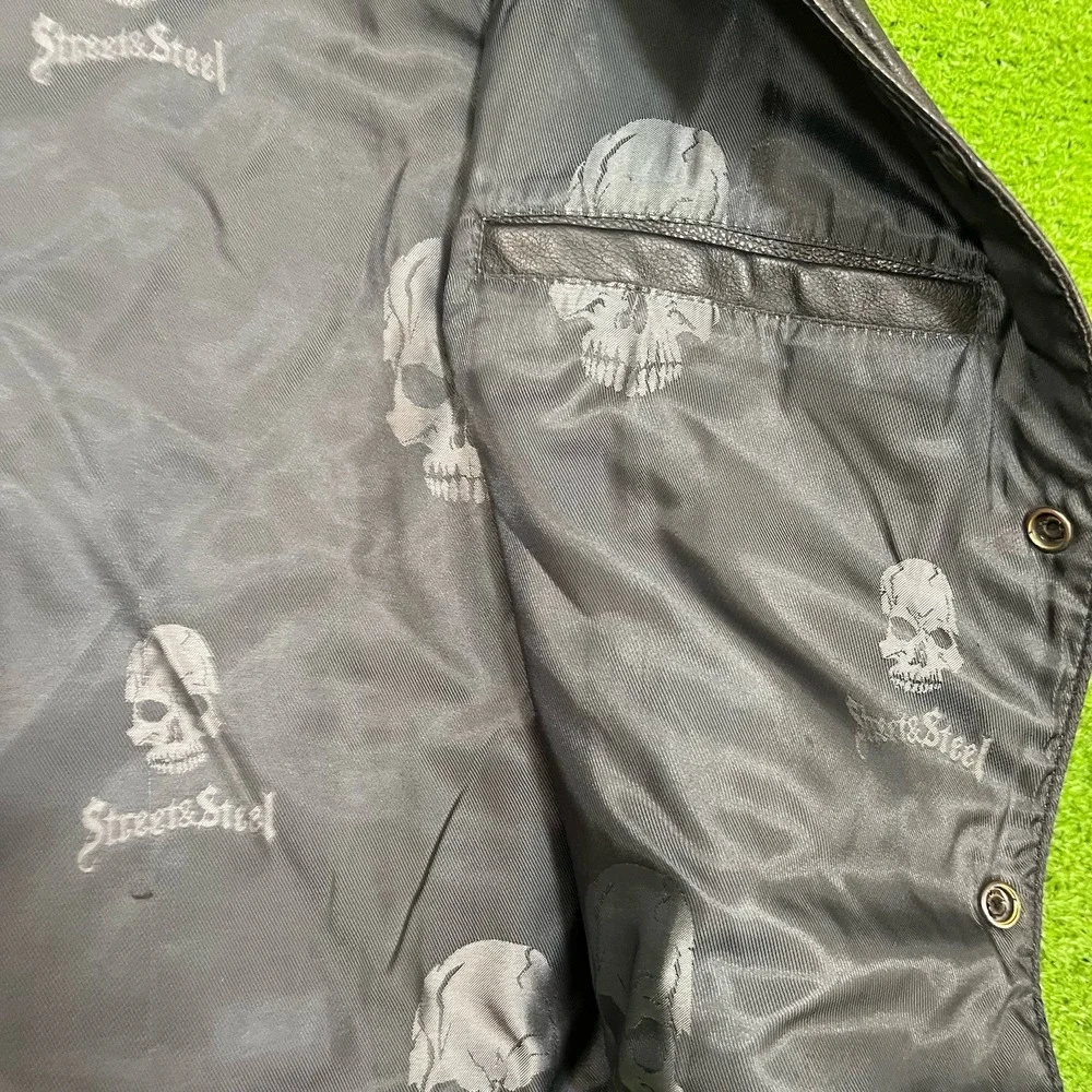 Vintage Street And Steel Leather Vest SZ 52 (2XL) Side Laced Y2K Biker Vest